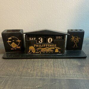 Vintage Wooden Block Perpetual Calendar‎ Desk Organizer Philippines MCM